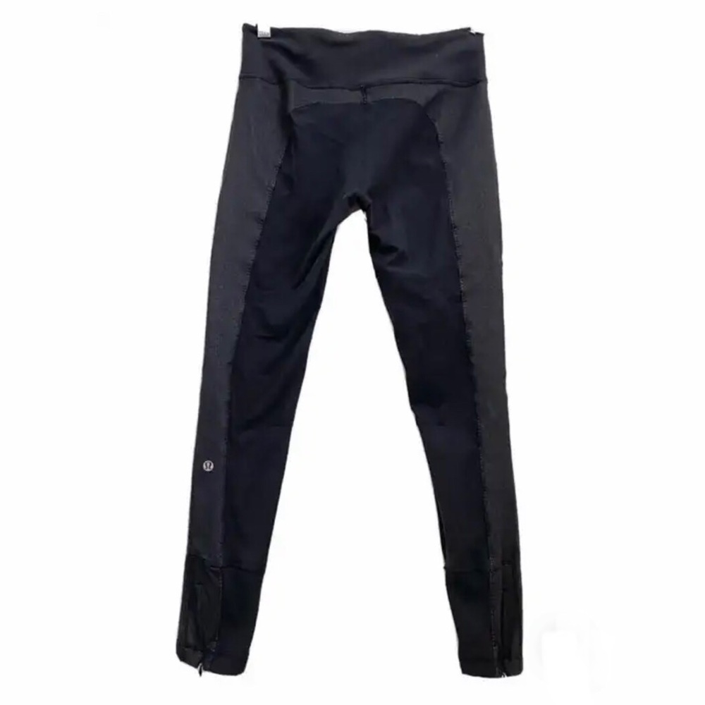 Lululemon Denim Black Pant Ankle Zipper Riding Pockets Slim Leggings Minimalist